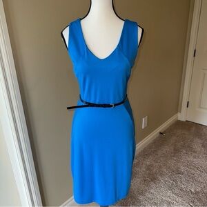 George Dress Blue Sheath Midi Office Cocktail Formal Women's Size M